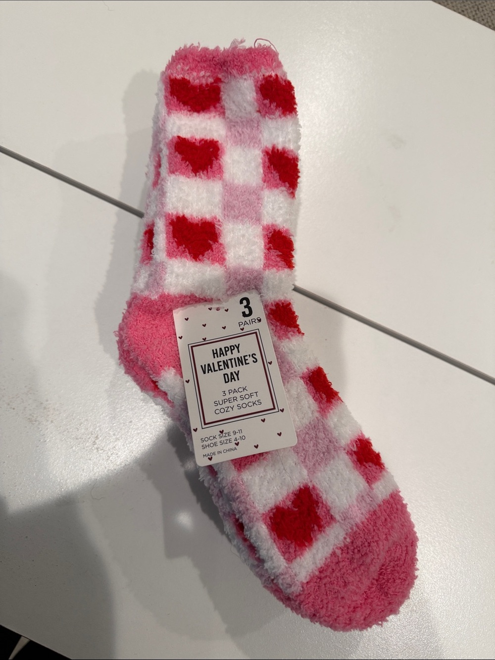 Happy Valentine's Day Kids Cozy Heart Socks - Pink & Red